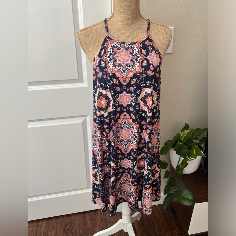 French Grey Blue Halter Dress